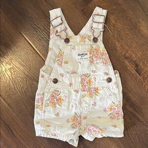 OshKosh B'gosh Baby Overalls with Floral Design - Cream Size 6 Months